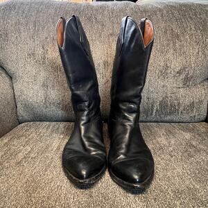 The El Dorado Handmade Boots Mens 11 D Black Leather Rodeo Ranch Cowboy Western